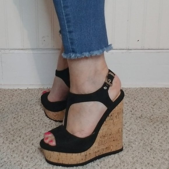 black cork platform shoes very cute and comfortable size 6 - Picture 9 of 16